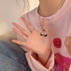 Cherry Glaze Pendant Alloy Necklace 1pc - Black & Silver - One Size