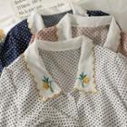 Embroidered-collar Dotted Loose Shirt