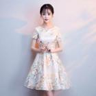 Floral Embroidered A-line Cocktail Dress (various Designs)