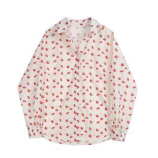 Cherry Print Shirt Almond - One Size