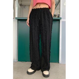 Drawstring Fringed Wide-leg Pants