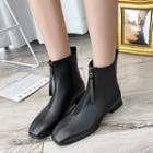 Zip-front Square-toe Short Boots