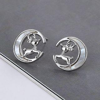Deer Moon Shell Alloy Earring 1 Pair - Silver - One Size