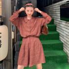 Plaid Loose-fit Blazer / Pattern Long-sleeve Blouse / High-waist Shorts
