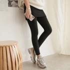 Inset Brushed Fleece Lined Mini Skirt Leggings