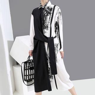 Printed A-line Shirtdress White - One Size