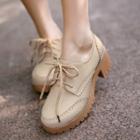 Brogue Lace-up Chunky Heel Shoes