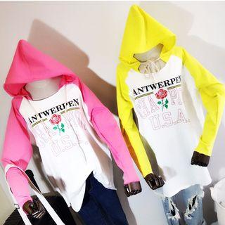 Print Long-sleeve Hooded T-shirt