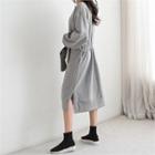 Drawcord Long Pullover Dress
