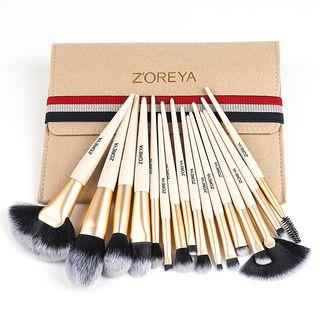 Set Of 16: Makeup Brush Zz151 - White & Gold - One Size
