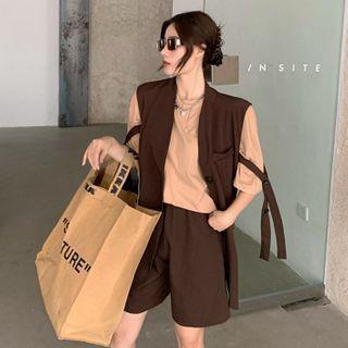 Plain Loose-fit Short-sleeve T-shirt / Vest / Shorts