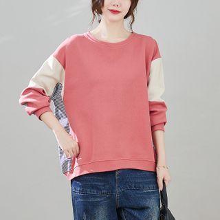 Round-neck Color Block Panel Top