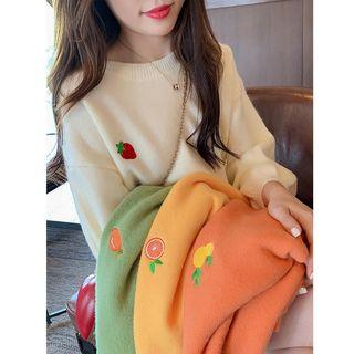 Fruit Embroidered Loose-fit Sweater