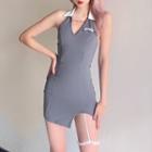 Collared Halter Mini Sheath Tank Dress