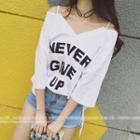 Off Shoulder Lettering T-shirt