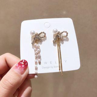 Couple Matching Rhinestone Drop Earring 1 Pair - Gold - One Size