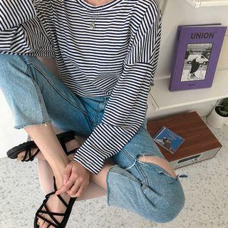 Long-sleeve Boxy Stripe T-shirt