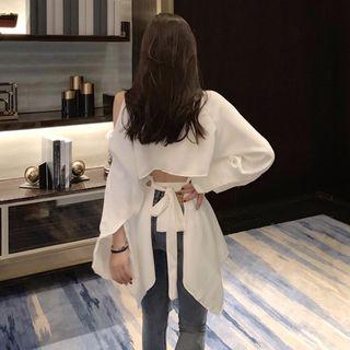 Cold-shoulder Bow-back Long-sleeve Shirt