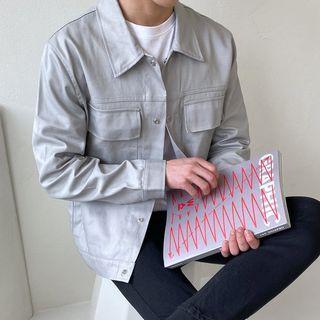 Snap-button Dual-pocket Trucker Jacket