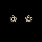 Floral Sterling Silver Ear Stud 1 Pair - S925 Silver Needle - Gold - One Size