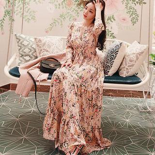 Wrap-front Floral Maxi Dress