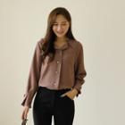 Sailor-collar Pleated-cuff Blouse