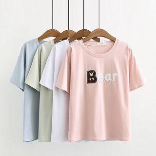 Bear Applique Short Sleeve T-shirt