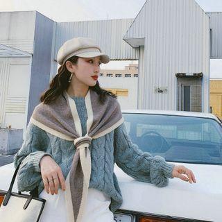 Color Panel Knit Shawl