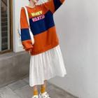 Mock Two-piece Lettering Midi Sweatshirt Dress