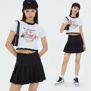 Lettuce Trim Print Crop Top