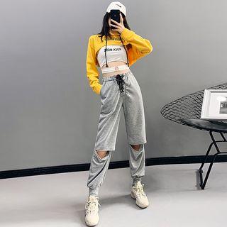 Cutout-knee Lace-up Sweatpants