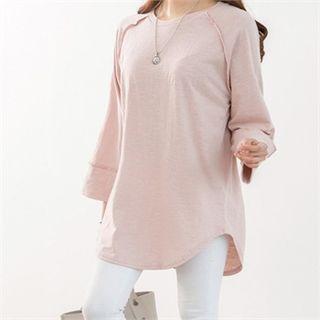 Raglan-sleeve Seam-trim Long T-shirt