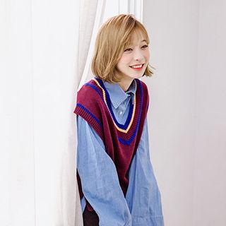 V-neck Dip-back Sleeveless Knit Top