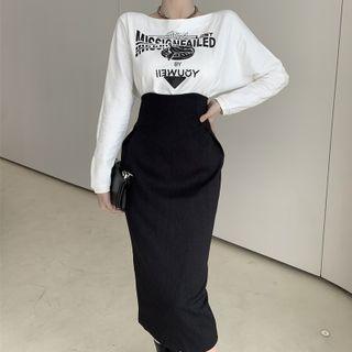 Long-sleeve Panel Midi Bodycon Dress