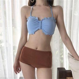 Two-tone Frill-trim Bikini