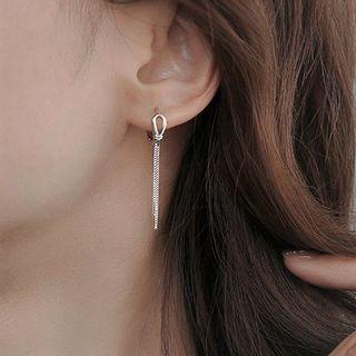 Knot Alloy Fringed Earring Eh1170 - 1 Pair - Silver - One Size