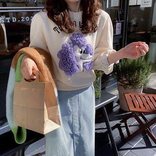 Dumble-trim Embroidered Napped Pullover