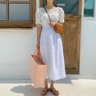 Puff-sleeve Crochet-knit Top