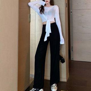 Long Sleeve Crop T-shirt / Wide Leg Pants