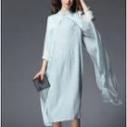 3/4-sleeve Silk Linen Dress