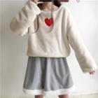 Heart Long-sleeve Sweatshirt / Fleece-lined Mini Skirt