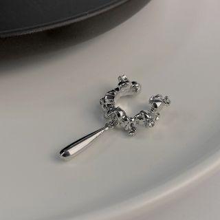 Rhinestone Alloy Drop Earring 1 Pc - Silver - One Size