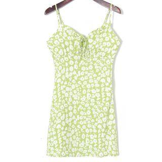 Floral Ruffled Collar Mini Dress