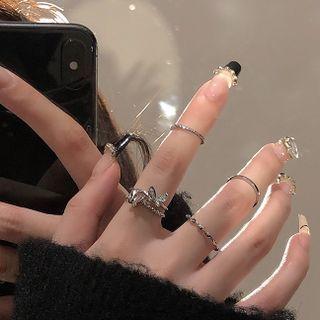 Set Of 4: Alloy Earring (various Designs) Set Of 4 - Ring - Silver - One Size