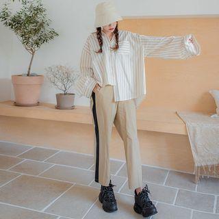 Plus Size Contrast-trim Cropped Pants