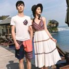 Couple Matching Short-sleeve T-shirt / Spaghetti Strap Midi Dress / Shorts