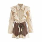 Set: Ruffle Shirt + Faux Leather Belt