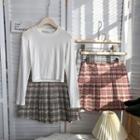 Plaid High Waist A-line Pleated Skirt