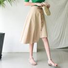 Diagonal-hem A-line Midi Skirt