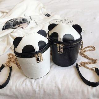 Faux Leather Panda Bucket Bag